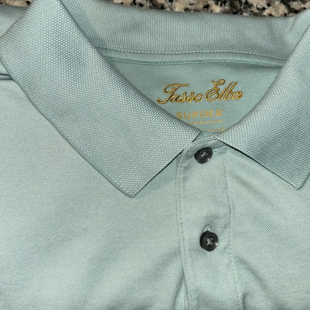 Tasso Elba Short Sleeve Polo Light Green Supima XL Like New